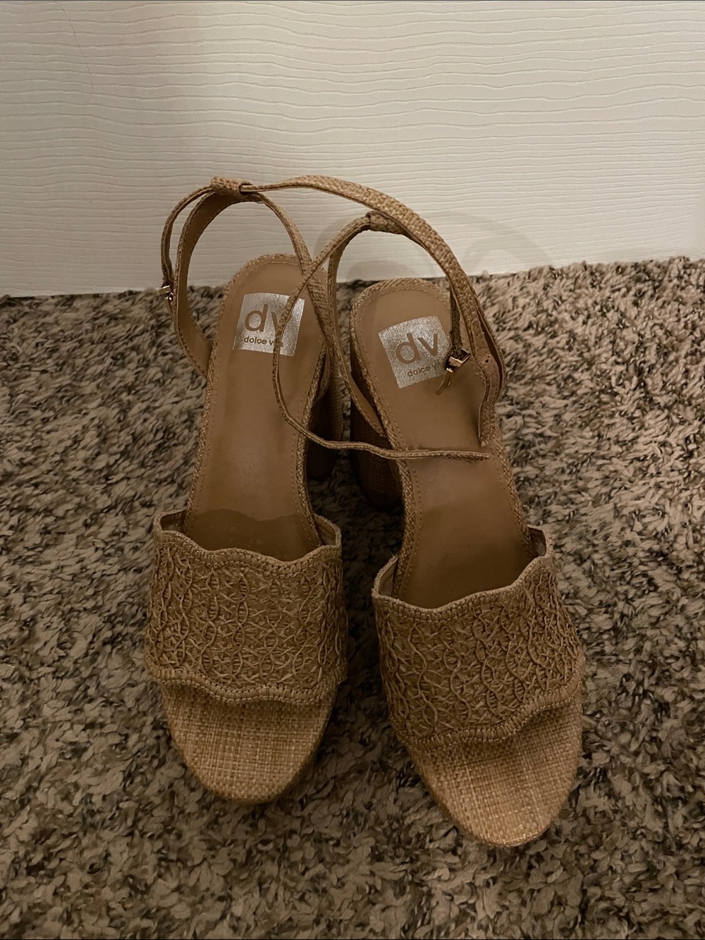 DV by Dolce Vita Woven Tan Slingback Wedge Sandals